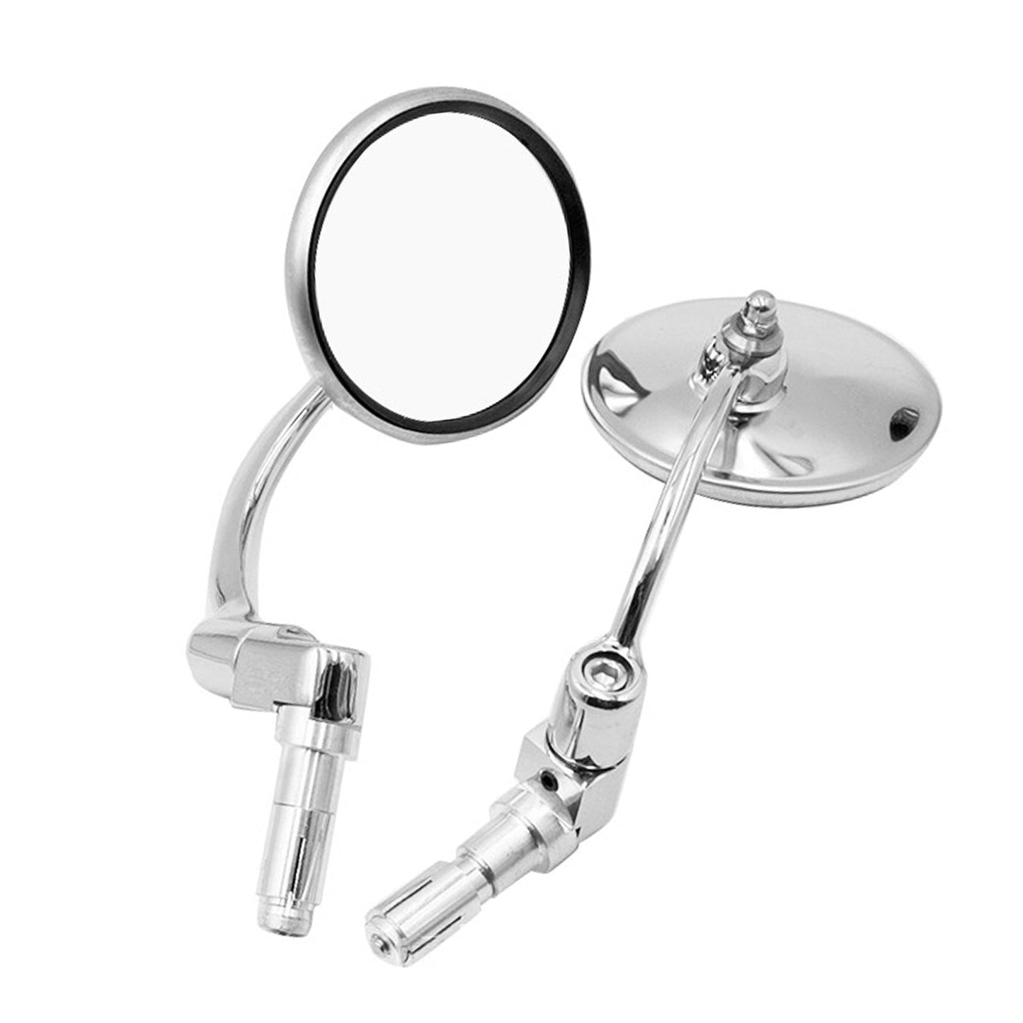 Chrome Round Rearview Bar End Mirror Suitable For Motorcycle / Chopper / Racer - Frazy's Auto Parts