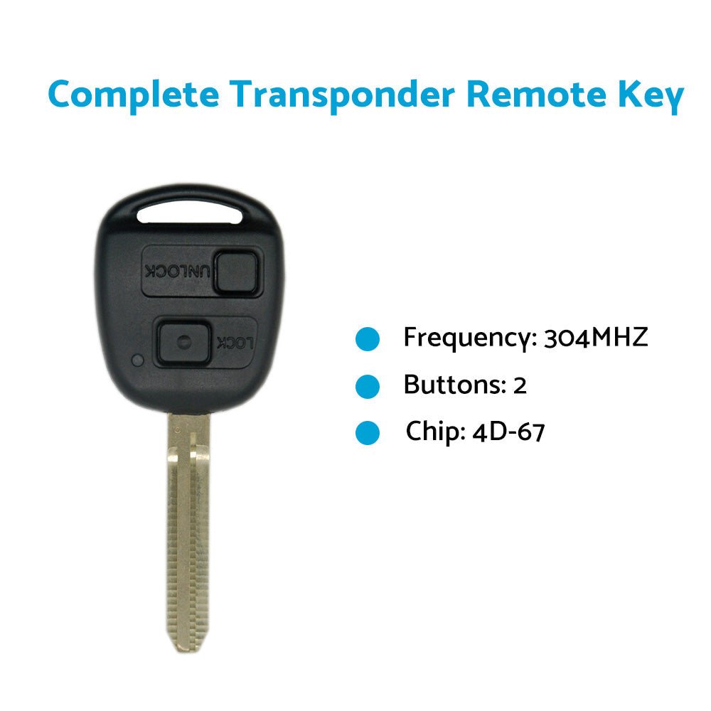 Complete Transponder Remote Key 304MHz Chip 60120 Suitable For Toyota Prado 120 - Frazy's Auto Parts