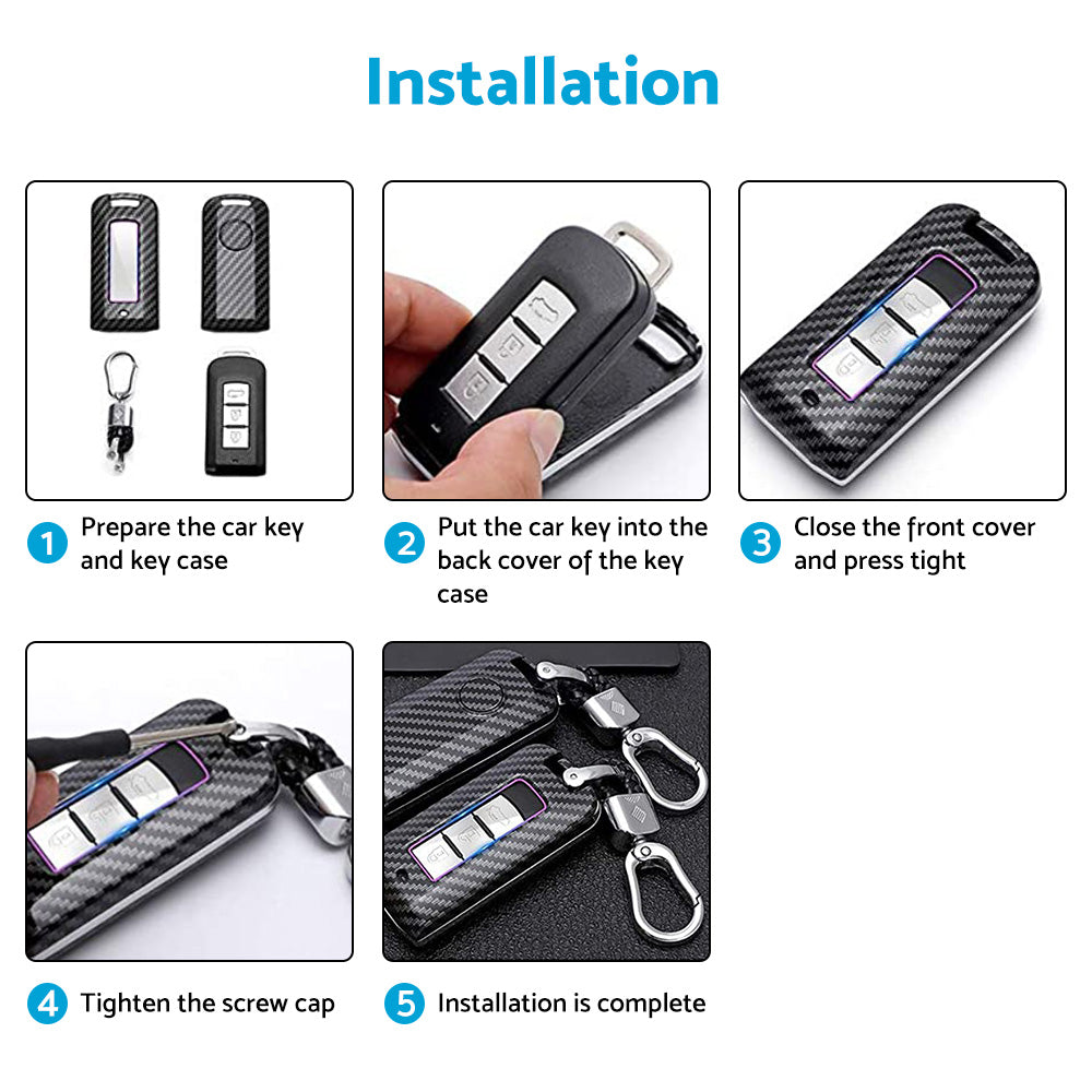 Carbon Fiber Hard Shell Smart Key Fob Case Suitable For Mitsubishi Outlander-3
