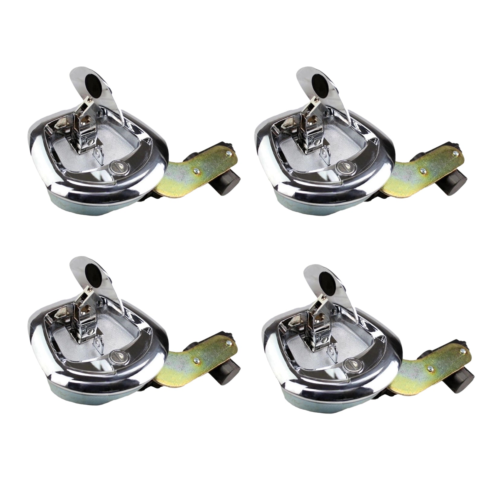 4x Chrome Power Operated Recessed Folding Whale Tail T-Lock Handle Suitable For Toolbox-1