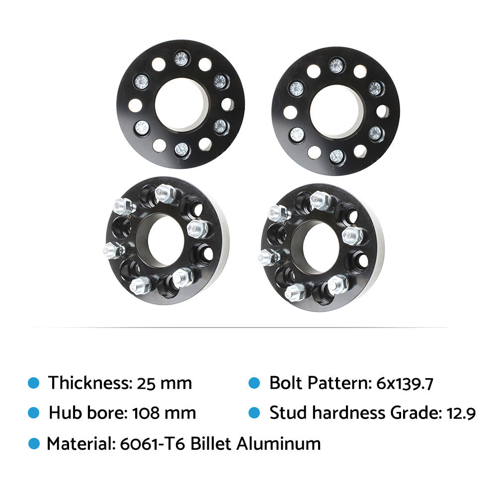 4x 25mm 6x139.7 (5.5in) M12x1.5 Wheel Spacers Suitable For Hilux Pajero Triton Ranger-2