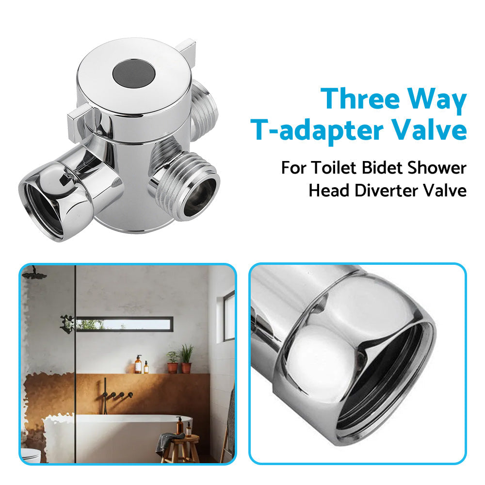 1 2 in Three Way T-adapter Valve For Toilet Bidet Shower Head Diverter Valve-3