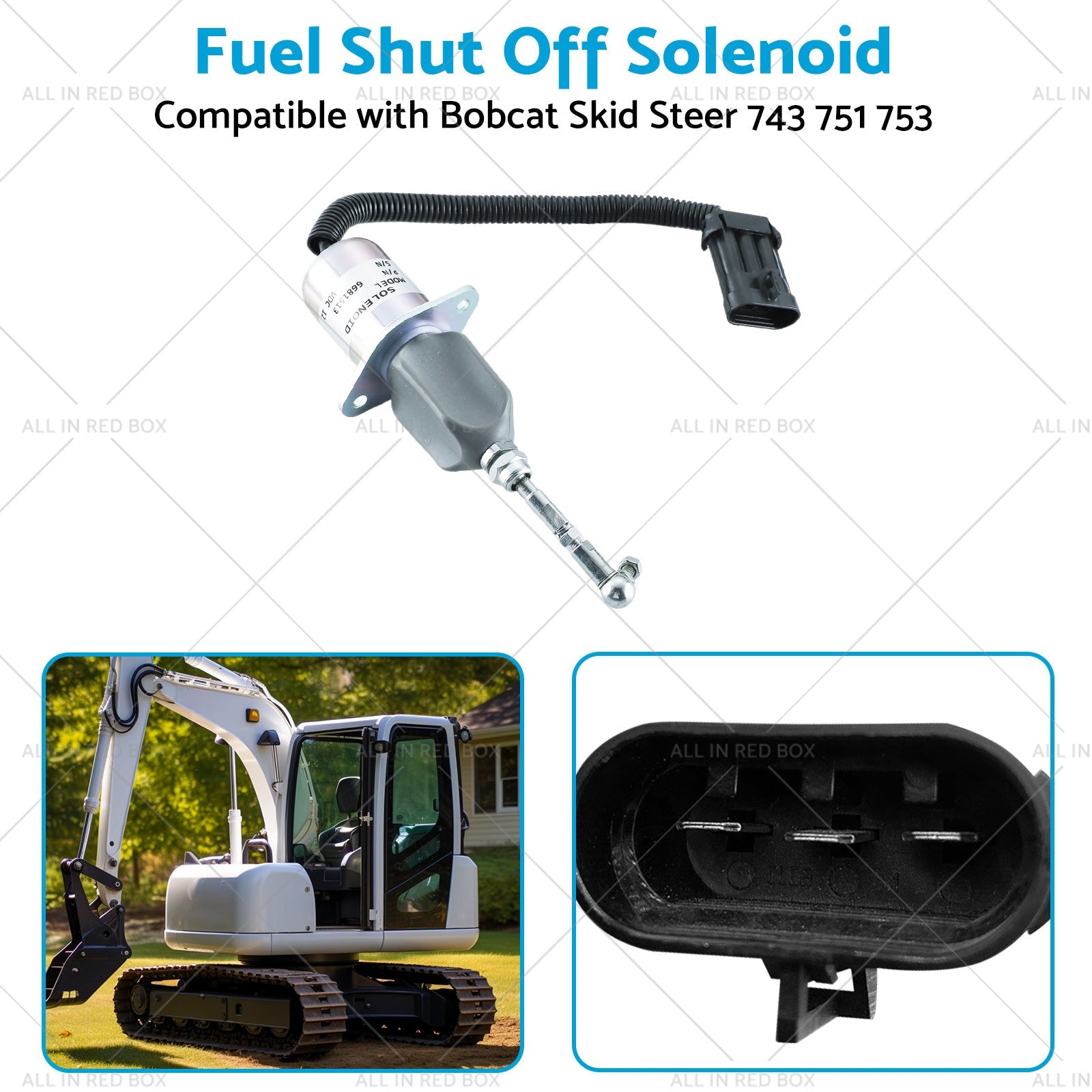 Fuel Shut Off Solenoid Kit Suitable For Bobcat Skid Steer 743 / 751 / 753 / T190 / S185-3