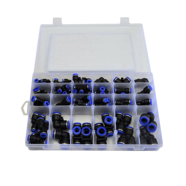 60x Pneumatic Push-In Air Line Hose Joiner Grab Kit Assortment Connect Fittings-0