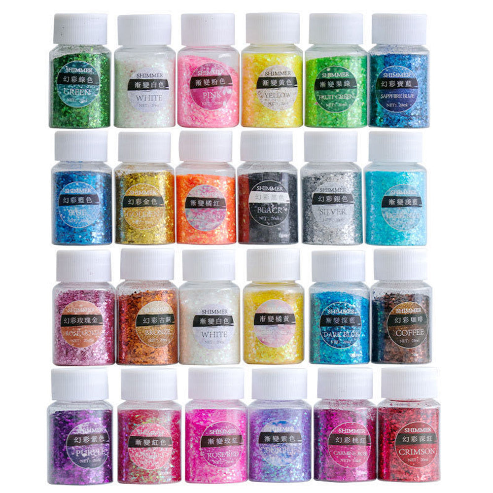 24x 20ml Colors Glitter Pigment Powder Suitable For Resin Epoxy Crafts-0