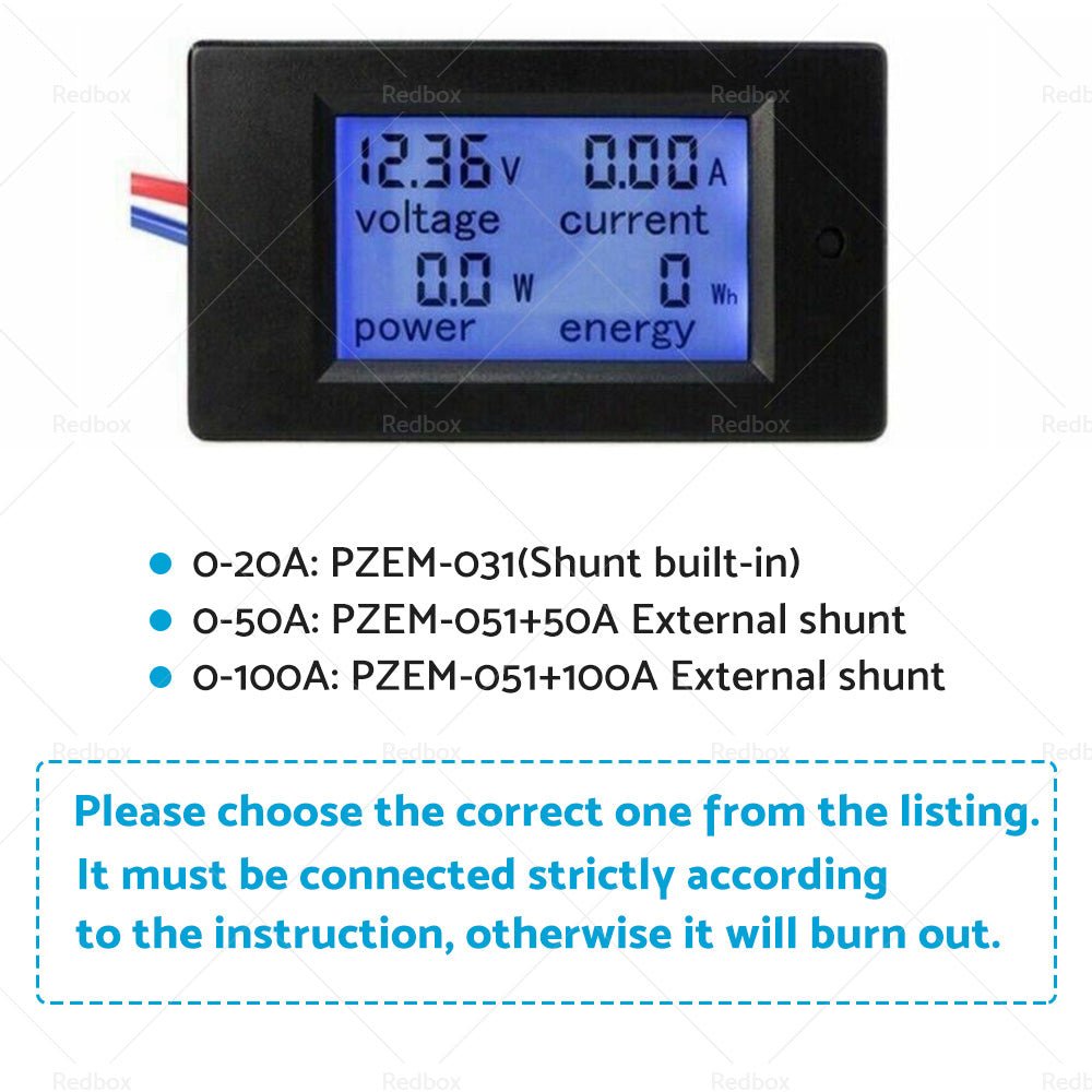 DC 6. 5~100V 20 - 50 - 100A LCD Digital Combo Panel Display Volt Amp Power Watt Meter - Frazy's Auto Parts