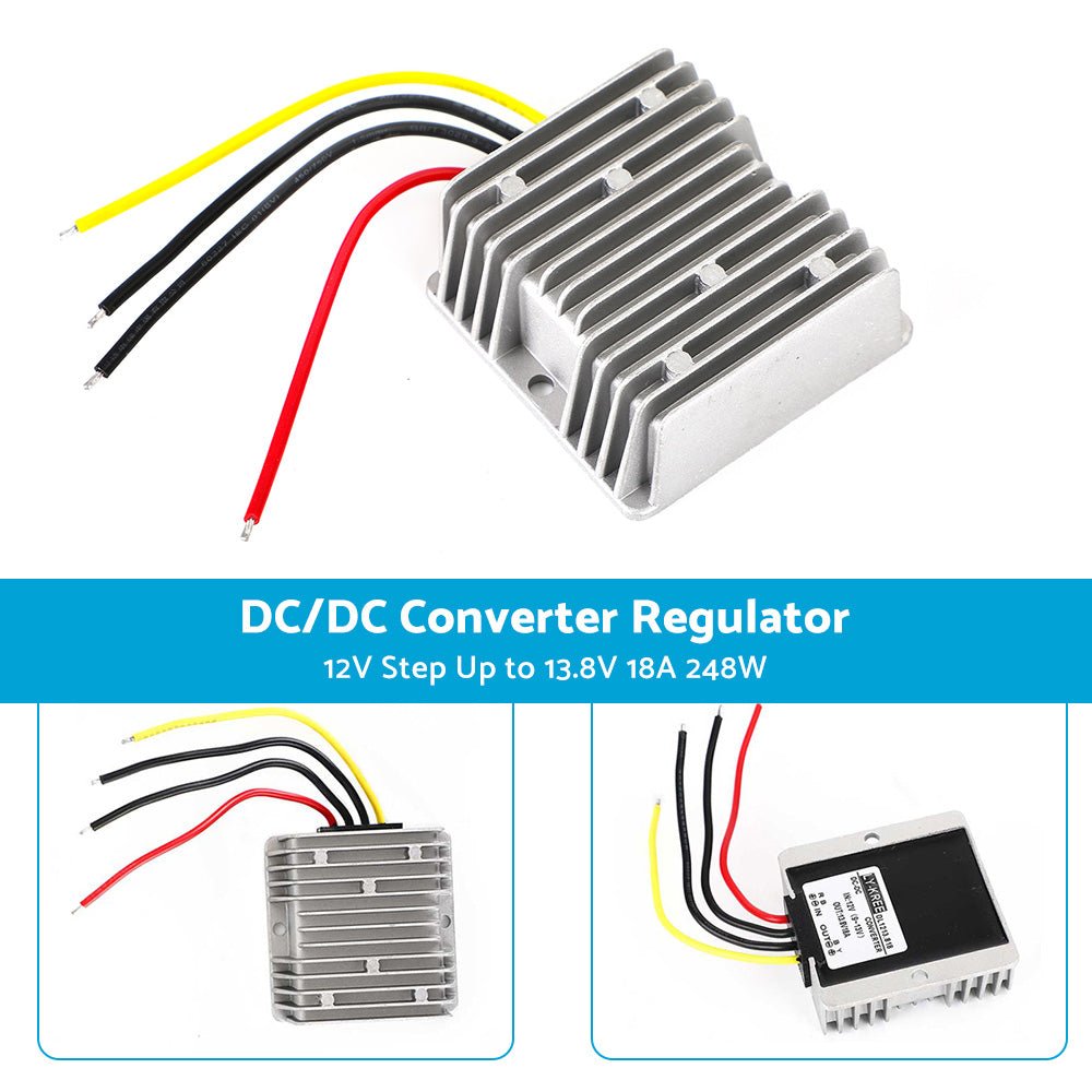 DC or DC Power Supply Converter Regulator 12V Step Up to 13.8V 18A 248W Waterproof - Frazy's Auto Parts