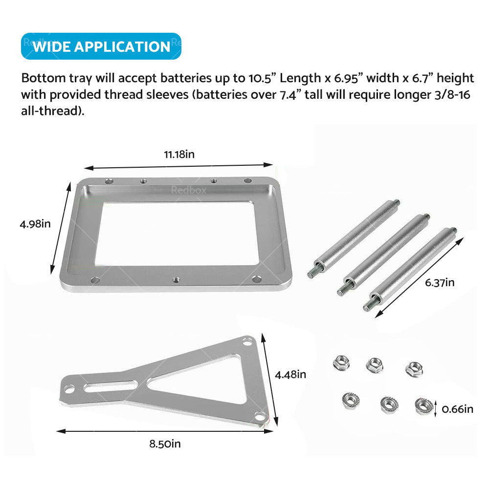 Universal Aluminum Billet Battery Tray Hold Down Relocation Box Mount Suitable For 551181-3