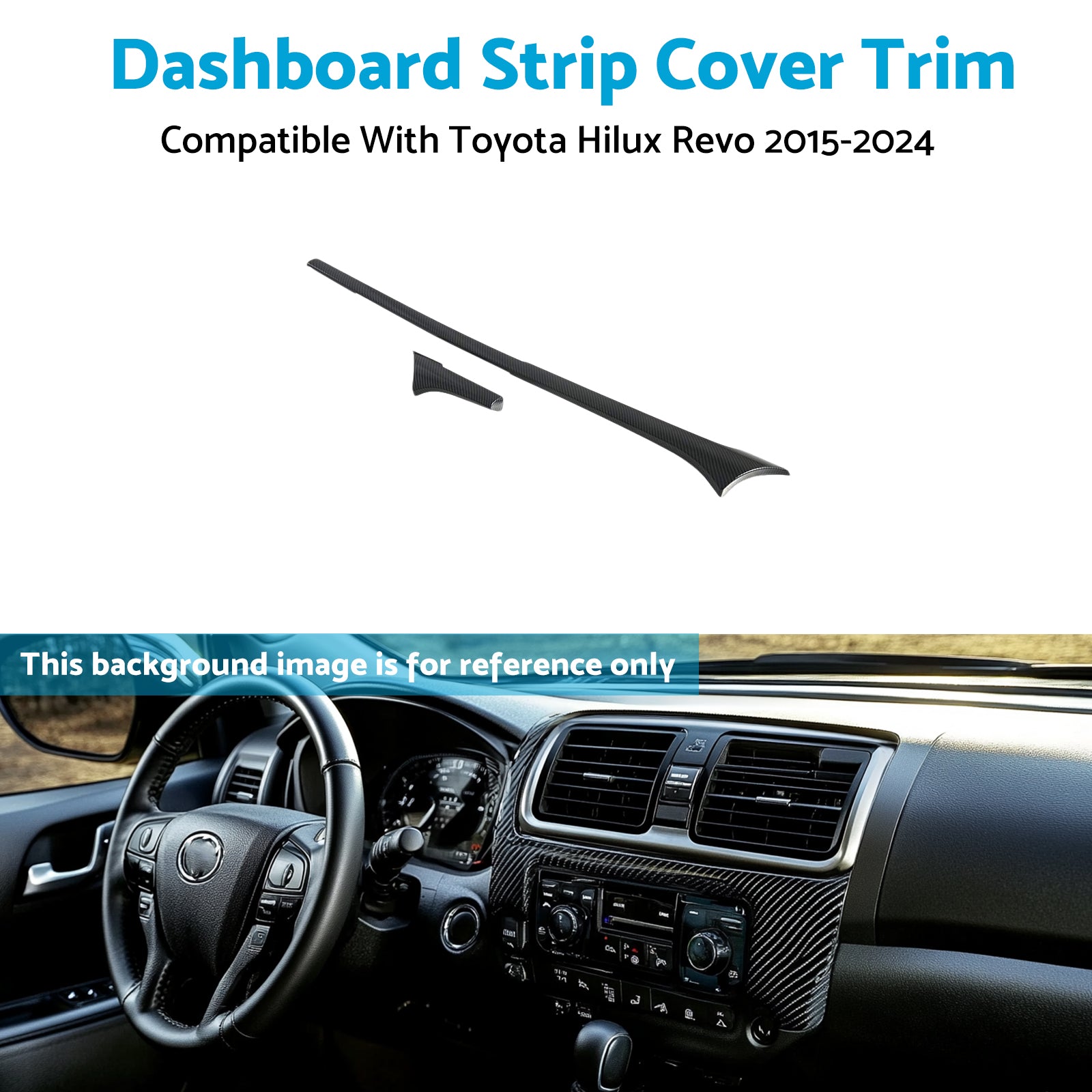 ABS Carbon Dashboard Strip Cover Trim Suitable For  Toyota Hilux Revo 2015-2024-2