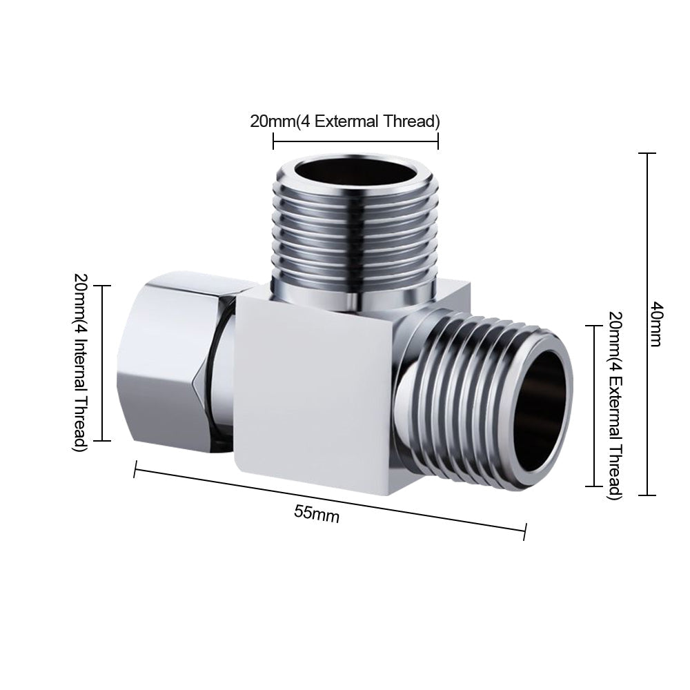 T Connector Toilet Bidet G1/2  3 Way Brass Chrome Diverter T Adapter AU-2