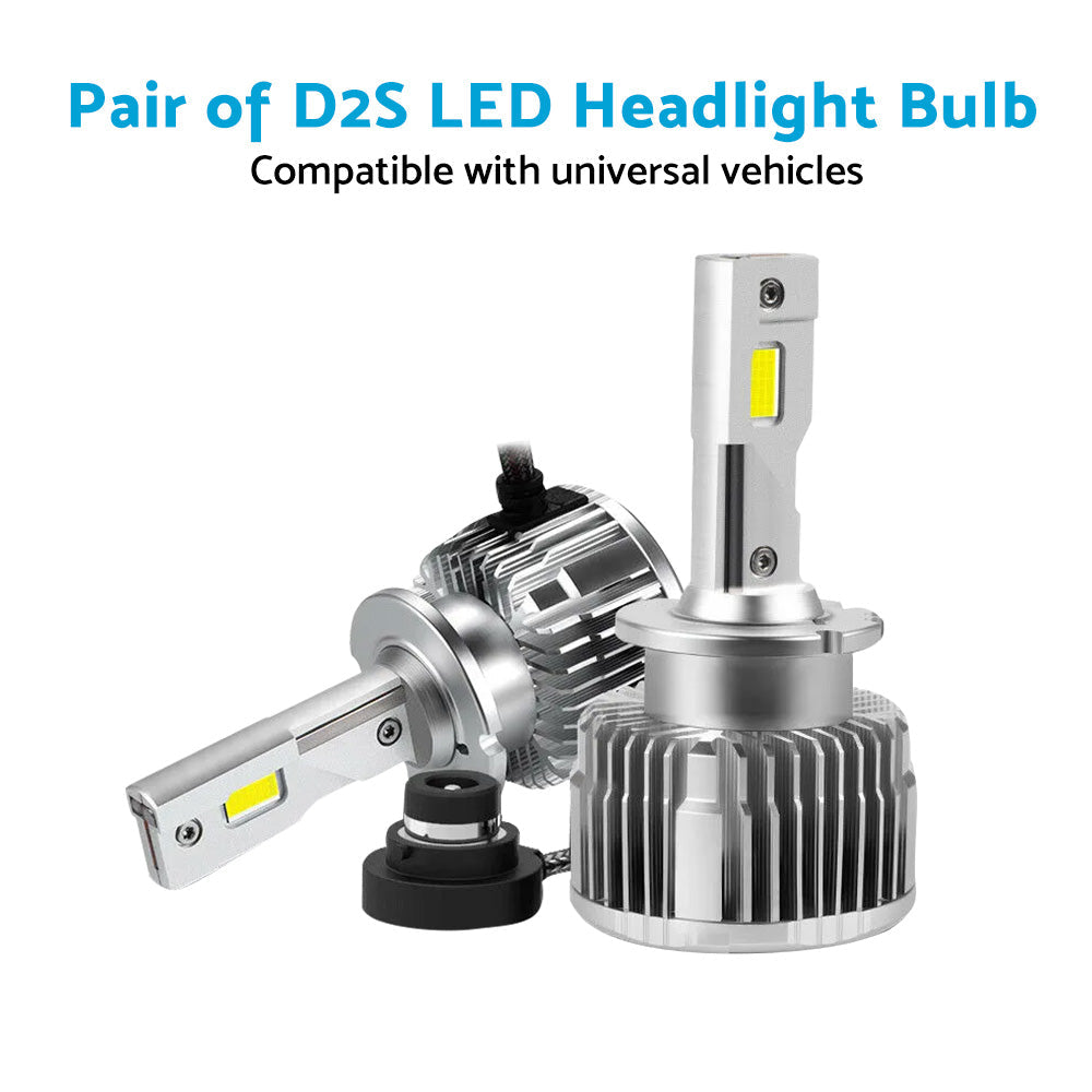 Pair of D2S LED Headlight Bulbs HID Conversion Kit 6000K White Plug  and  Play 90W-1