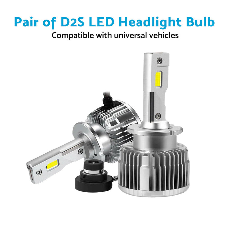 Pair of D2S LED Headlight Bulbs HID Conversion Kit 6000K White Plug  and  Play 90W-1