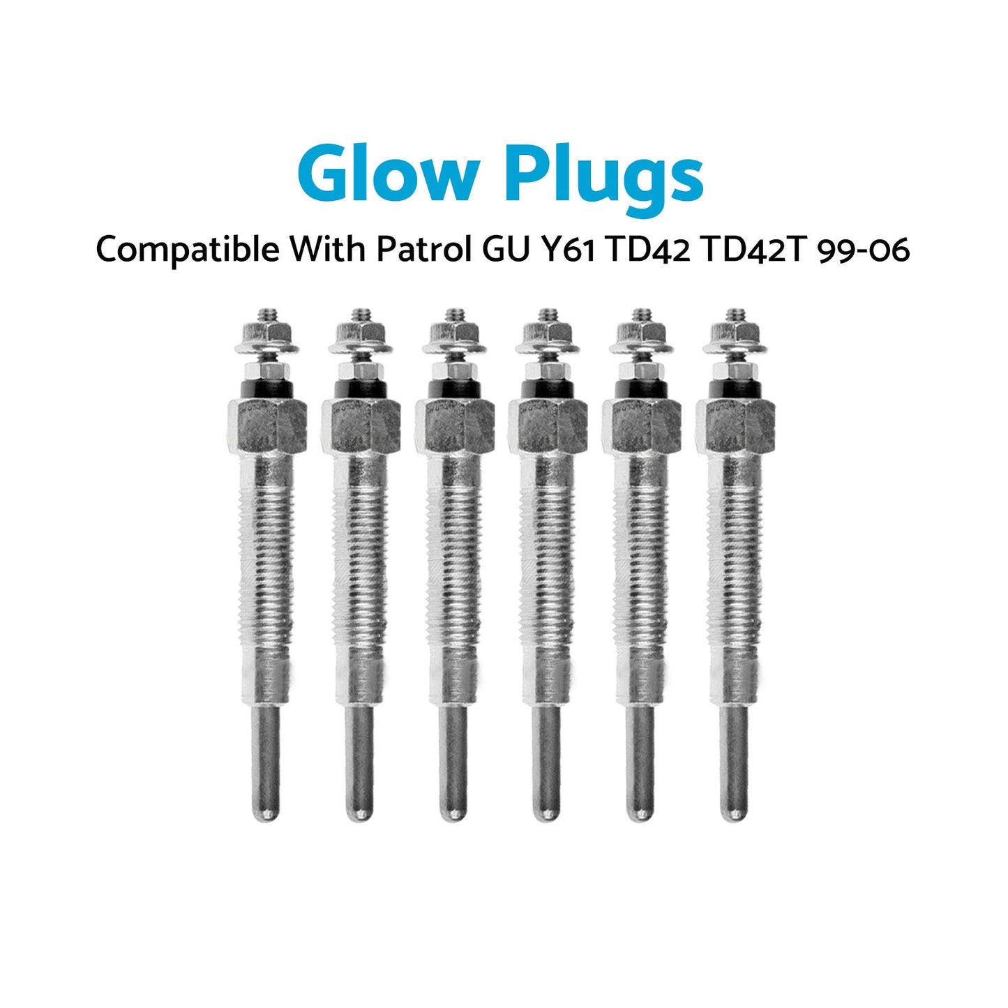 Glow Plug X6 Suitable for Nissan Patrol GU Y61 TD42 TD42T 4.2L 99-06 11065-G2400-0