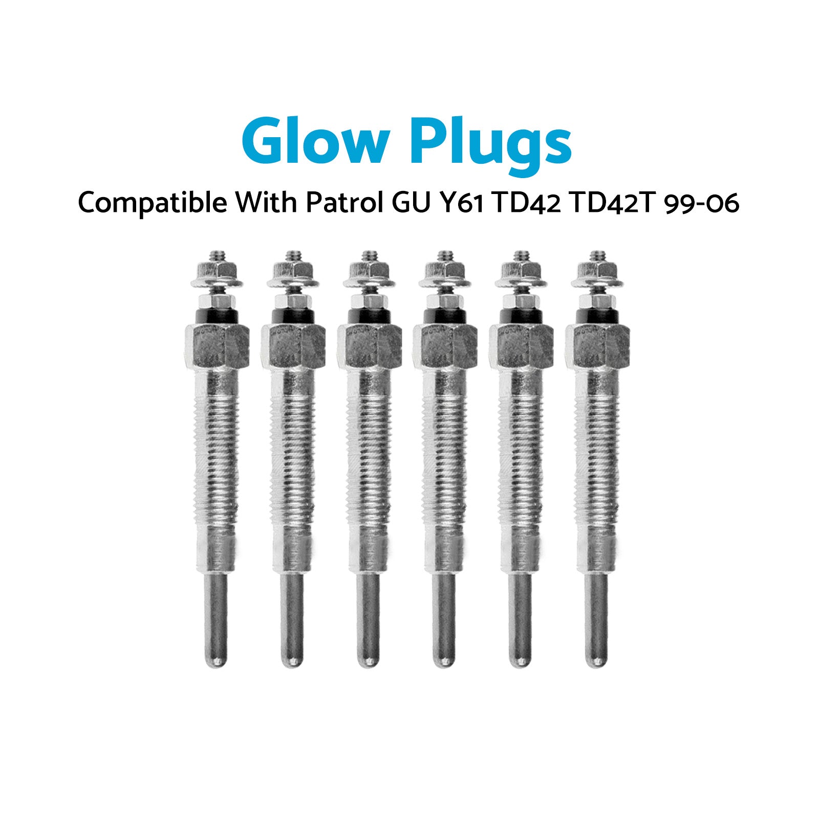 Glow Plug X6 Suitable for Nissan Patrol GU Y61 TD42 TD42T 4.2L 99-06 11065-G2400-0