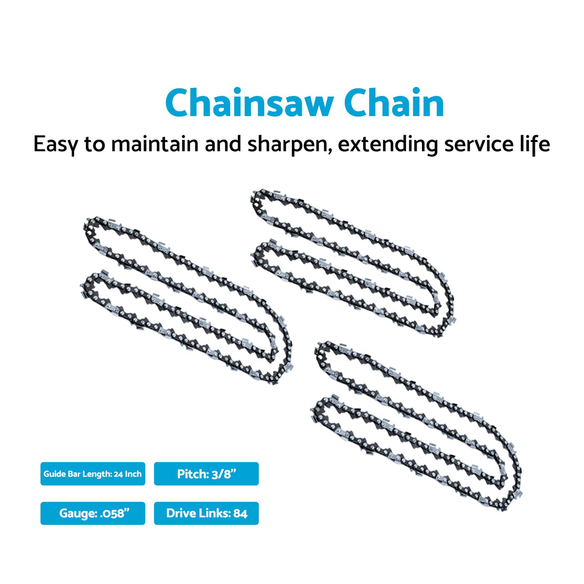 3x 24'' 3/8 .058 84DL Chainsaw Chain Suitable For Husqvarna 64 65 66 70 185 260-5