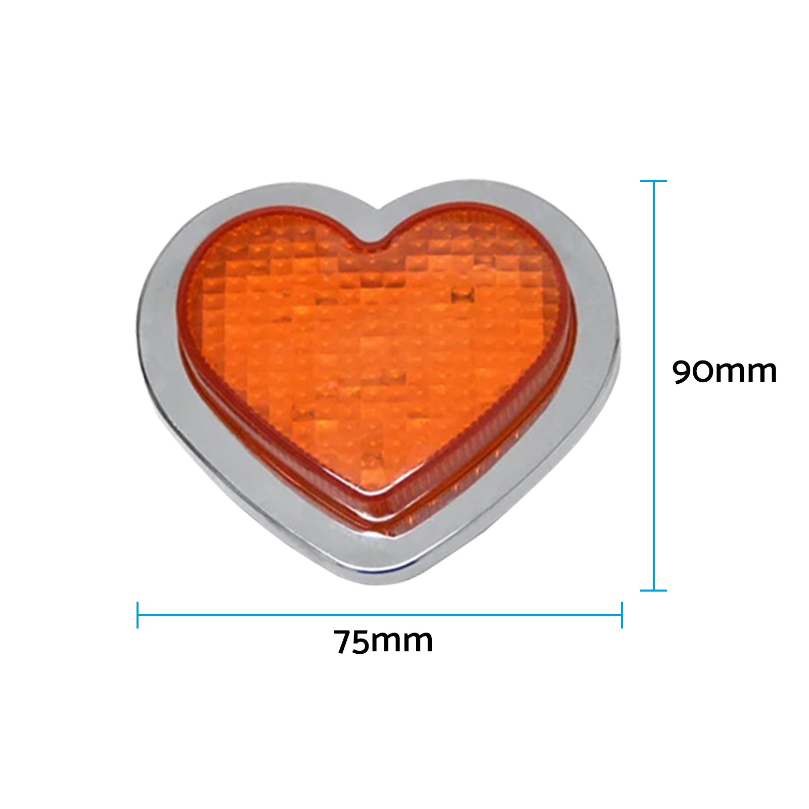 Heart Pair 12V LED Side Marker Indicators Clear Flash Amber-4