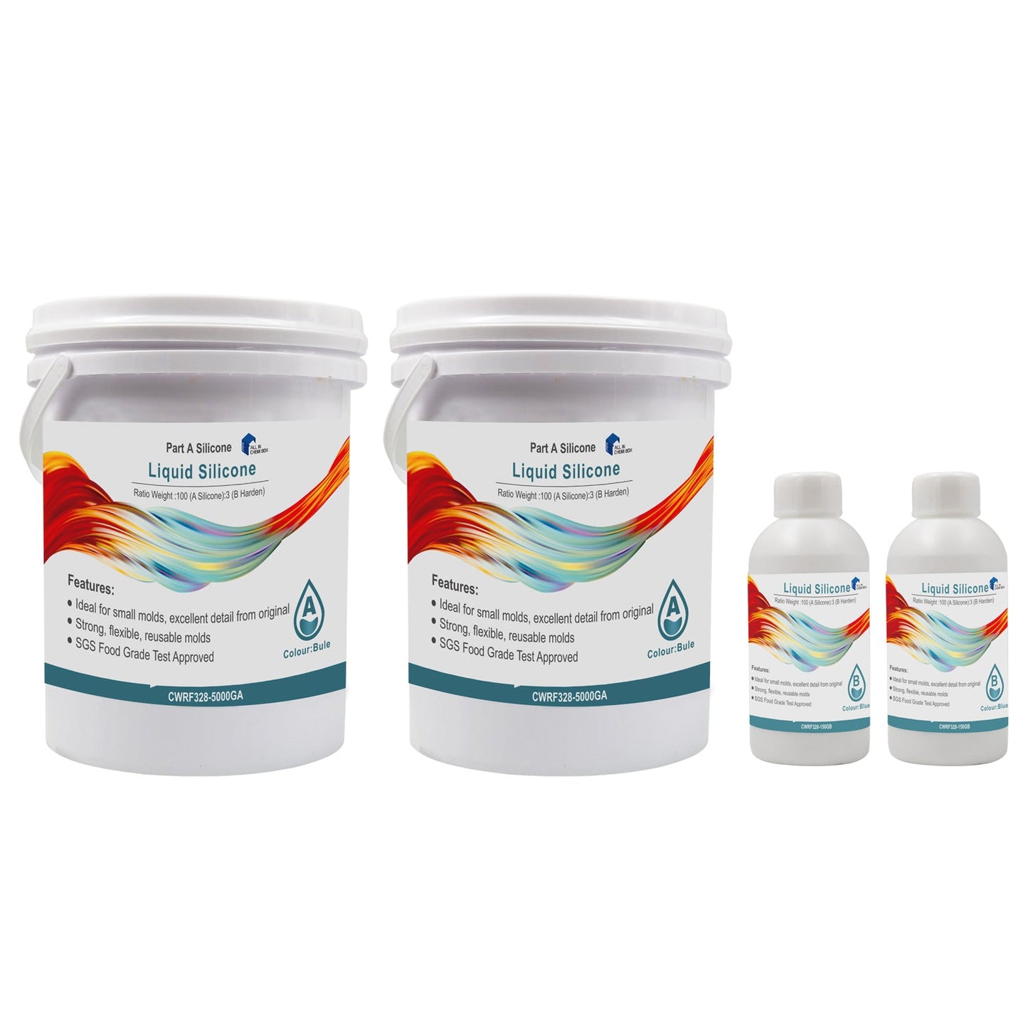 SH25 Liquid Silicone Rubber Mould Making Kit 100:3 Part Mix Suitable For Casting 1Kg 5Kg 10Kg Blue-3