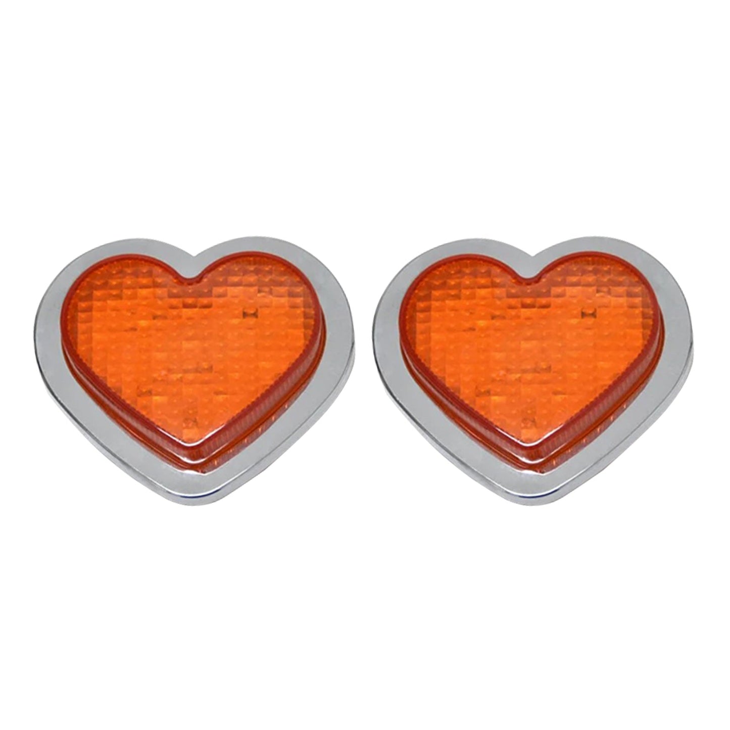 Heart Pair 12V LED Side Marker Indicators Clear Flash Amber-0