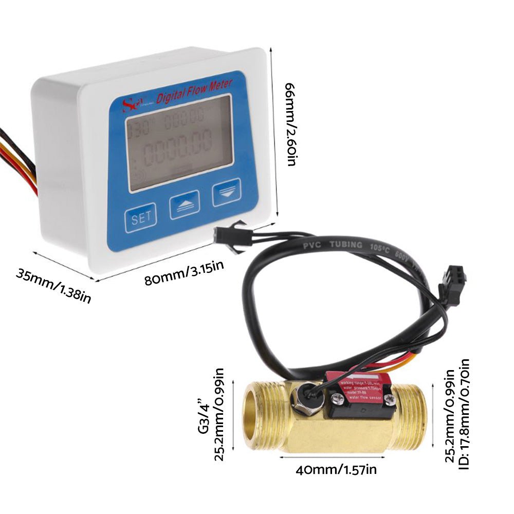 Digital LED Turbine Gauge Kerosene Fuel Water Flow Meter Sensor Meter 3 or 4 inch - Frazy's Auto Parts