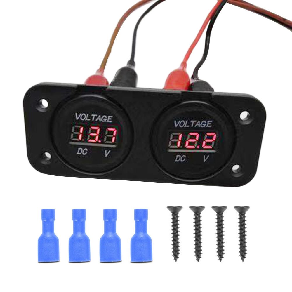 Digital LED Volt Meter Dual Battery Monitor Suitable For Boat Marine DC 12V - 24V - Frazy's Auto Parts
