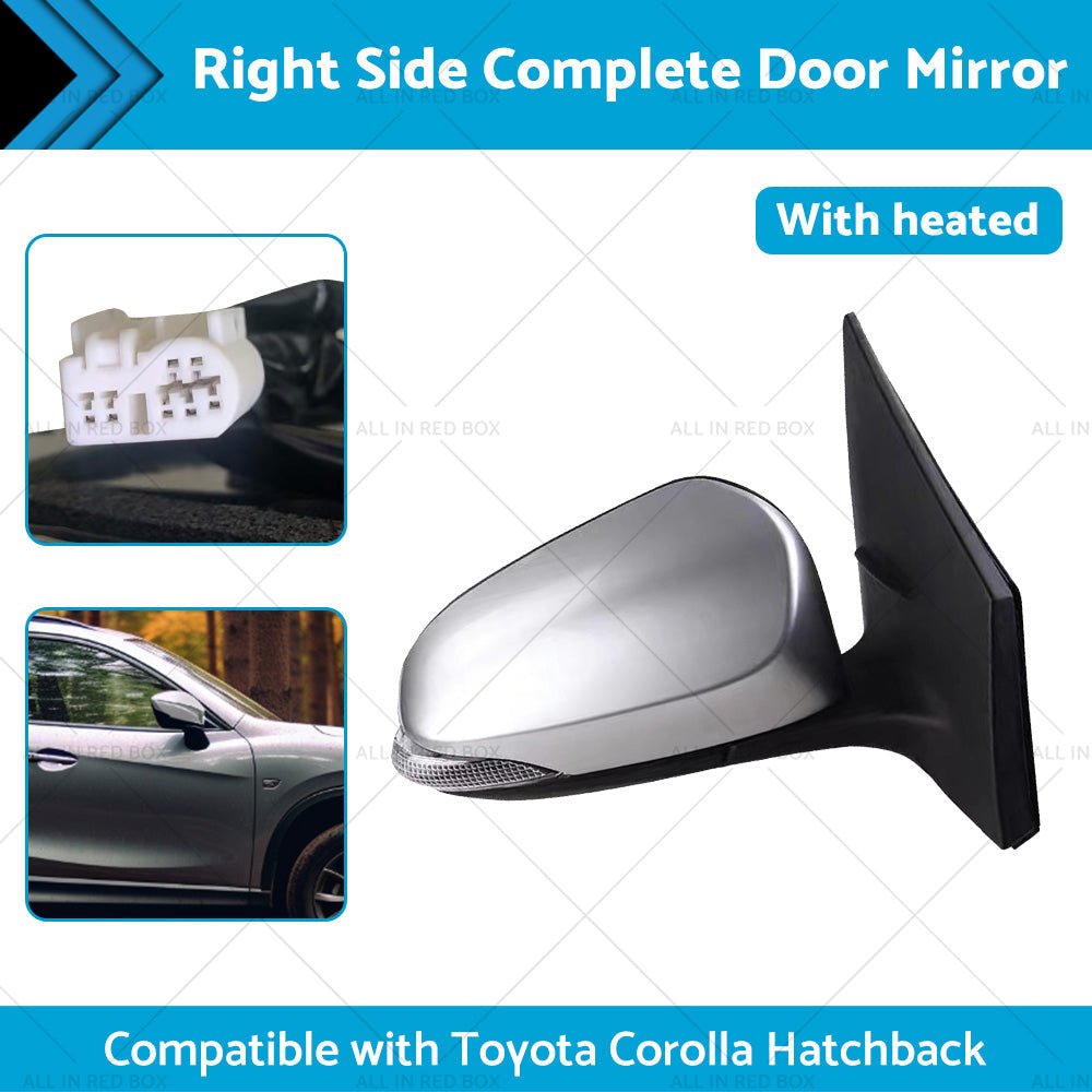 Door Mirror Suitable for Toyota Corolla ZRE182 12 - 18 Hatch Right Silver Heated - Frazy's Auto Parts