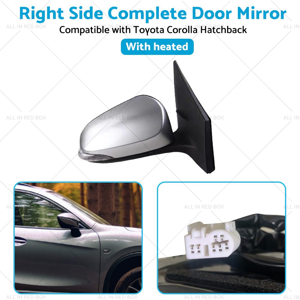 Door Mirror Suitable for Toyota Corolla ZRE182 12 - 18 Hatch Right Silver Heated - Frazy's Auto Parts