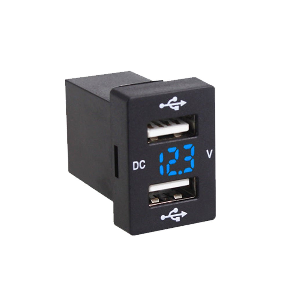 Dual USB Charger + Volt Meter Suitable For Toyota Hilux Prado Blue LED 12V 4.2A - Frazy's Auto Parts