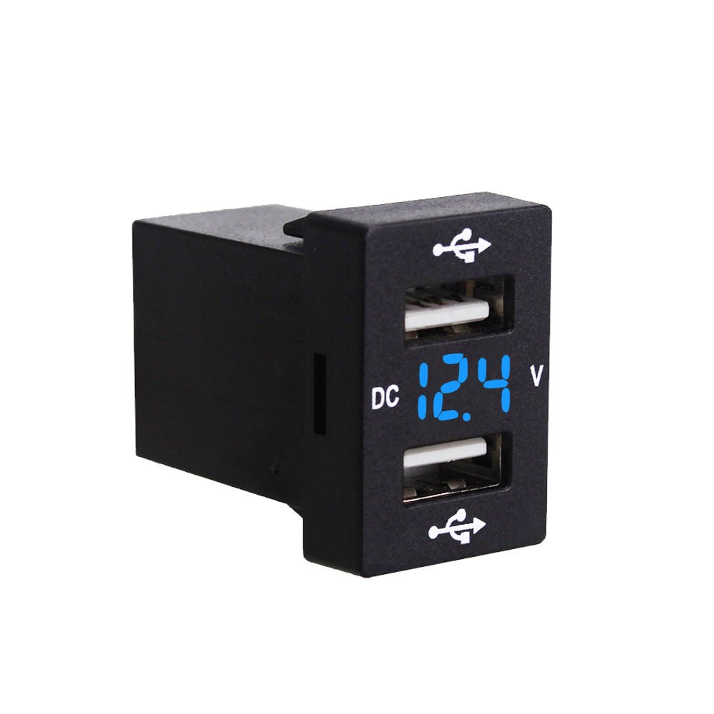 Dual USB Charger + Volt Meter Suitable For Toyota Hilux Prado Blue LED 12V 4.2A - Frazy's Auto Parts