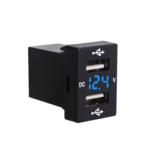 Dual USB Charger + Volt Meter Suitable For Toyota Hilux Prado Blue LED 12V 4.2A - Frazy's Auto Parts