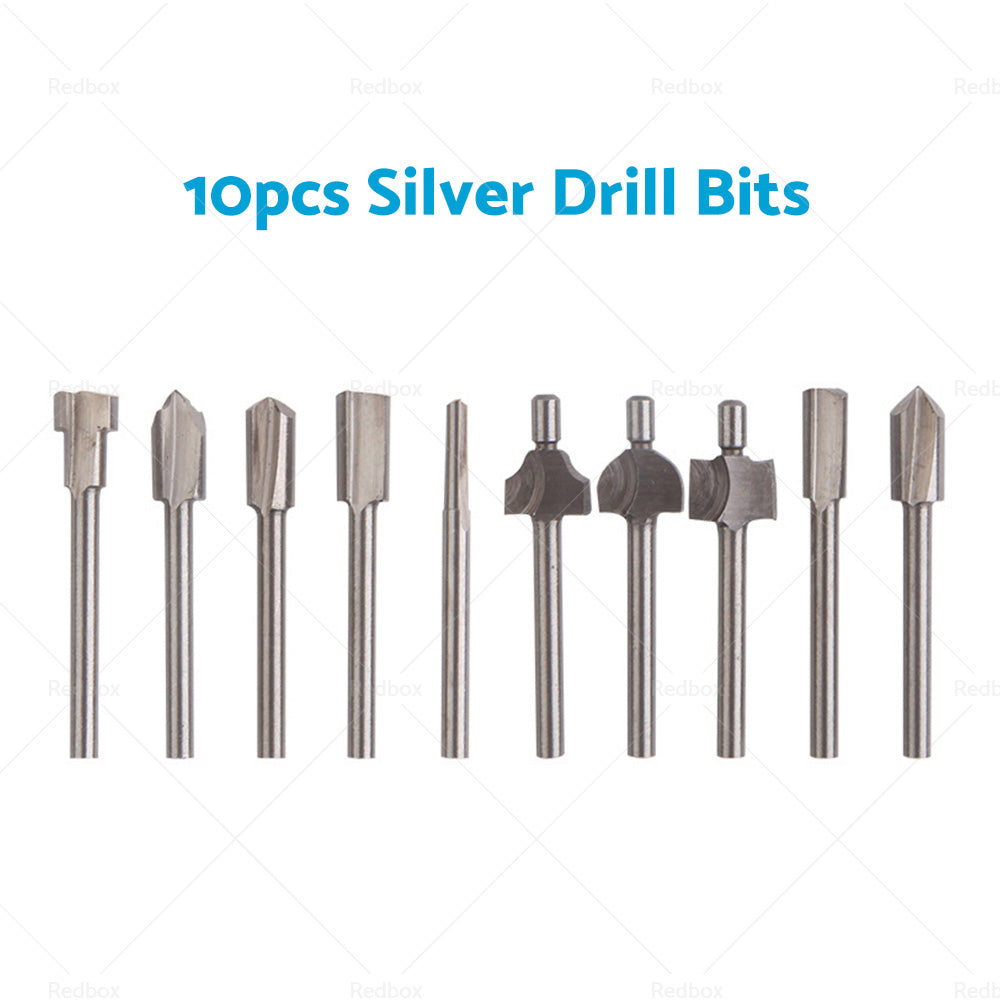 Set of 10 3mm Titanium Mini Hss Router Bit Trimmer Shank Electric Trimmer Tool-5