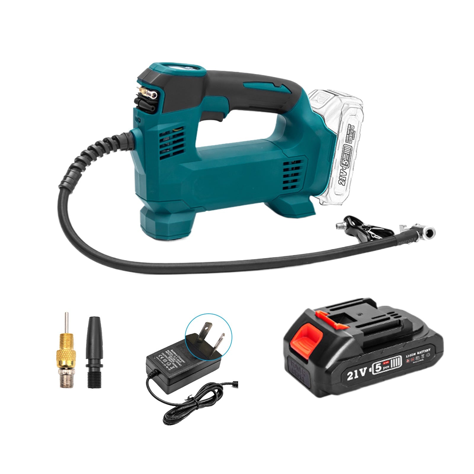 Cordless Portable Tyre Inflator Pump With Battery Charger Suitable For Makita 18V Battery-3