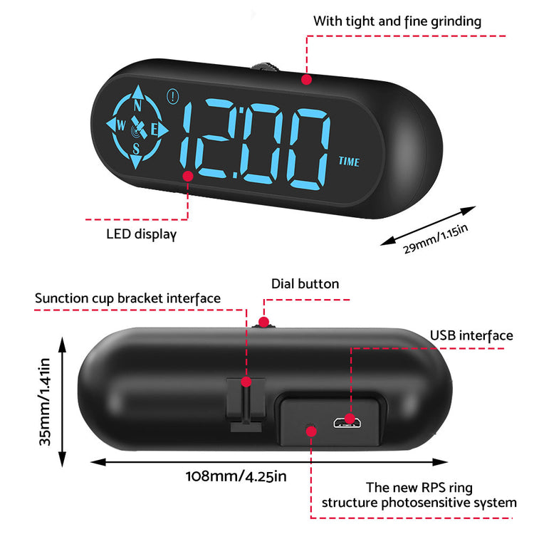 Universal Head-Up Display (HUD) Speedometer with LED Digital GPS and Overspeed Alarm Suitable For Cars-3