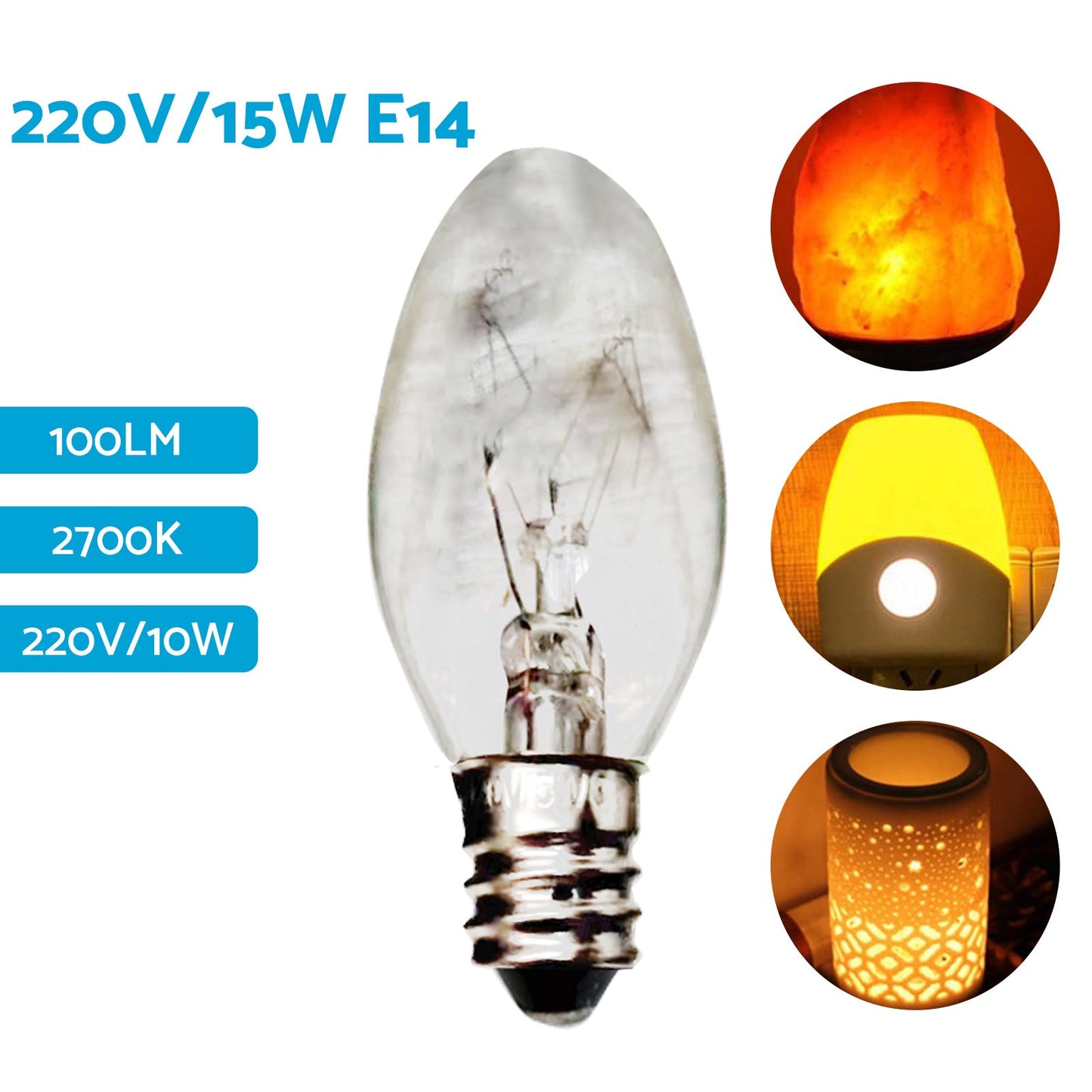 8x 7W/10W 240V E12/E14 Clear Bulbs Suitable For Night Light Replacement Warm Yellow Light-2
