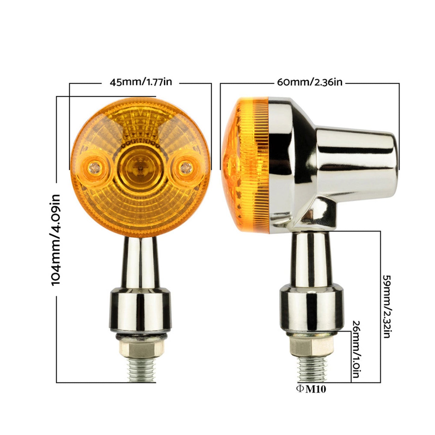 4x Chrome Motorcycle Turn Signal Lights Amber Indicators Blinker Universal Bulb-1