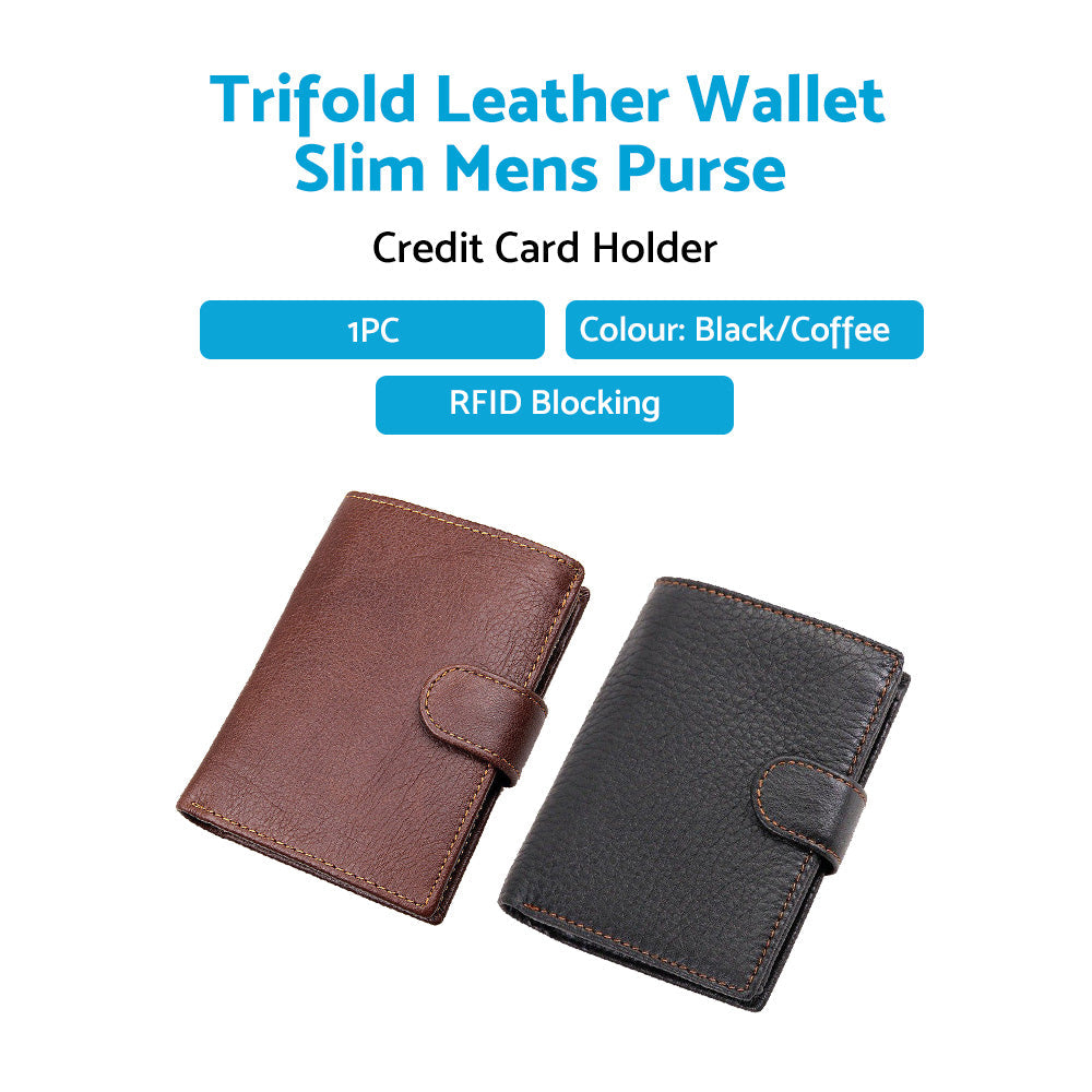 RFID Blocking Slim Leather Trifold Wallet With Credit Card Holder For Men-1