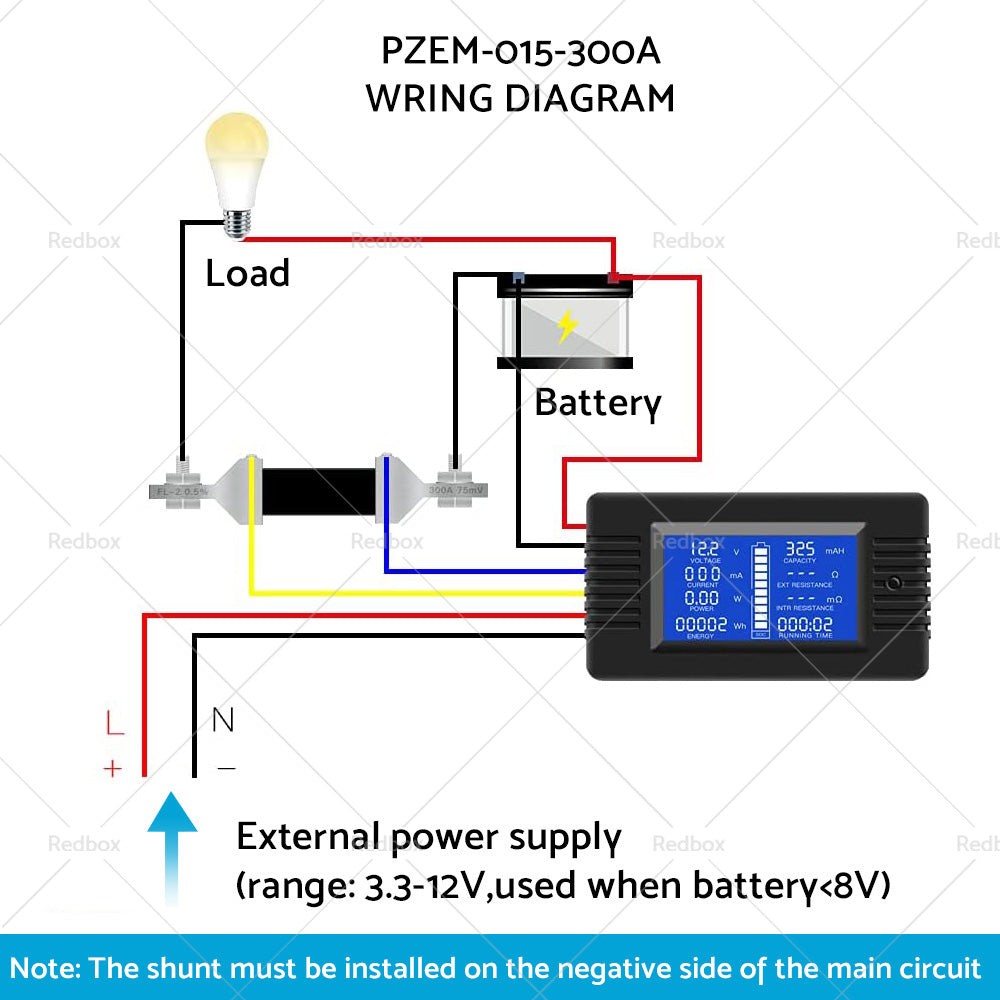 50-300A LCD Display DC Battery Monitor Meter 200V Voltmeter Amp For RV System-3