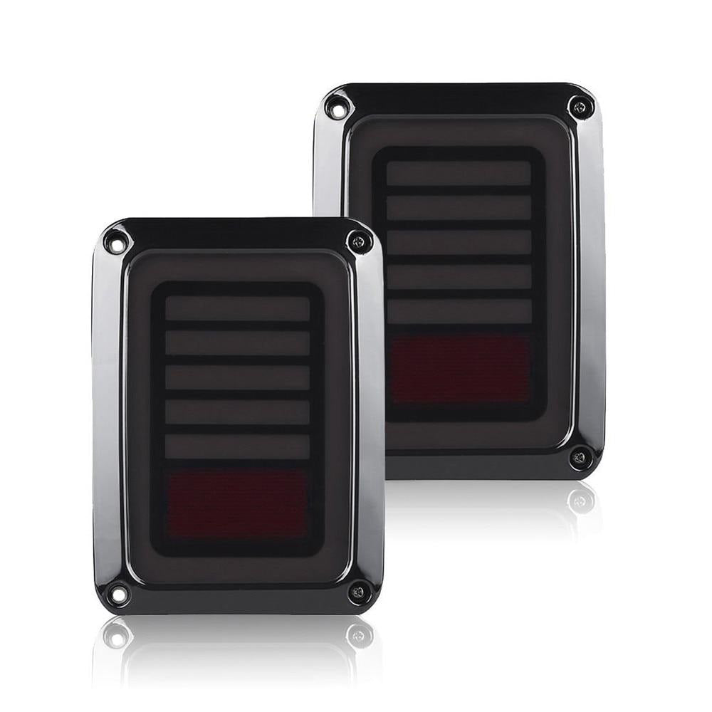 Smoked Black LED Tail Lights Rear Lamp Suitable For Jeep Wrangler JK 2007-2017-0