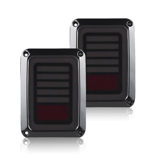 Smoked Black LED Tail Lights Rear Lamp Suitable For Jeep Wrangler JK 2007-2017-0
