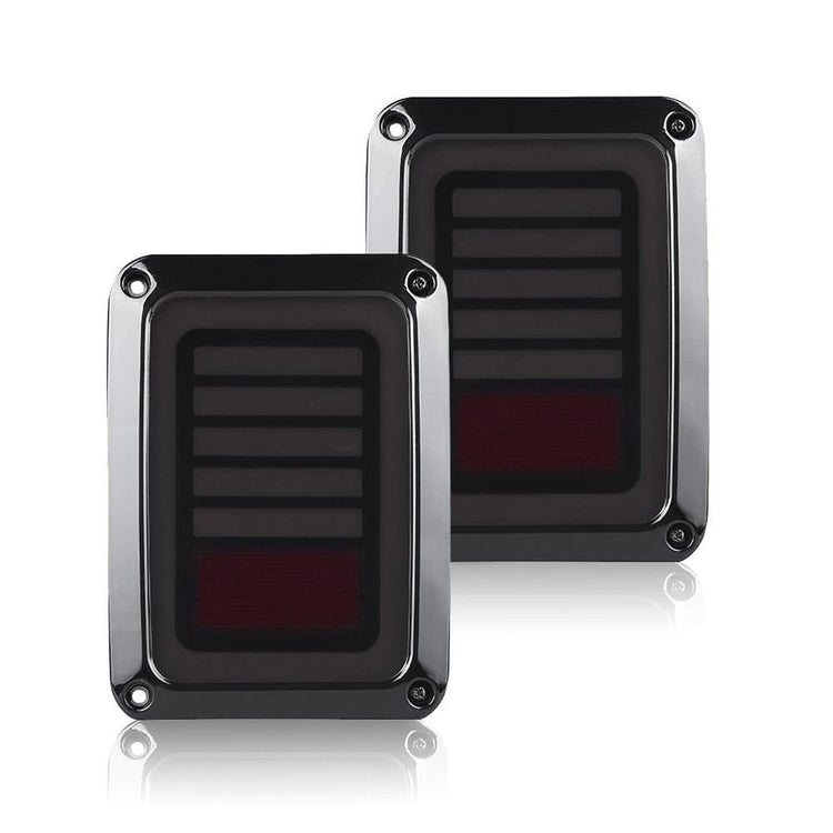 Smoked Black LED Tail Lights Rear Lamp Suitable For Jeep Wrangler JK 2007-2017-0