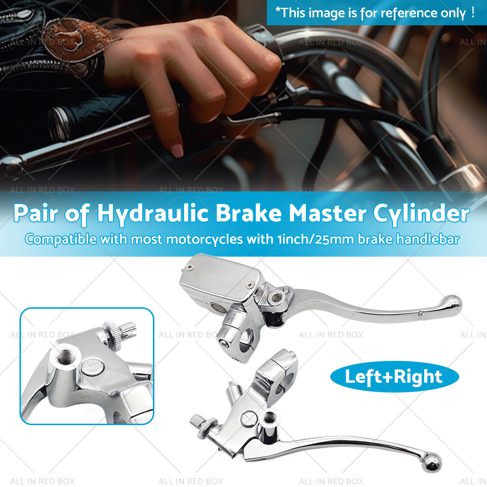 1inch Chrome Motorcycle Handlebar Hydraulic Brake Master Cylinder  and  Clutch Lever-2