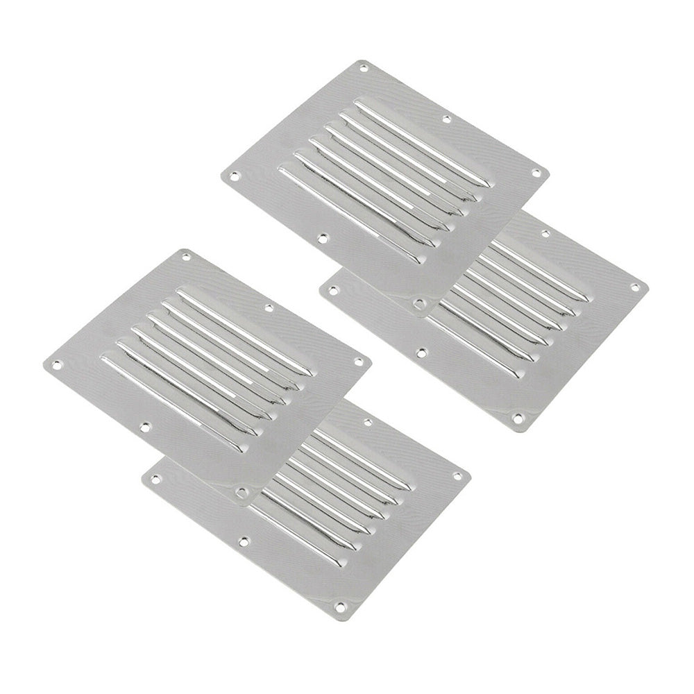 4x Stainless Steel Rectangular Air Vent Suitable For Caravan, Boat, Wall & Home-0