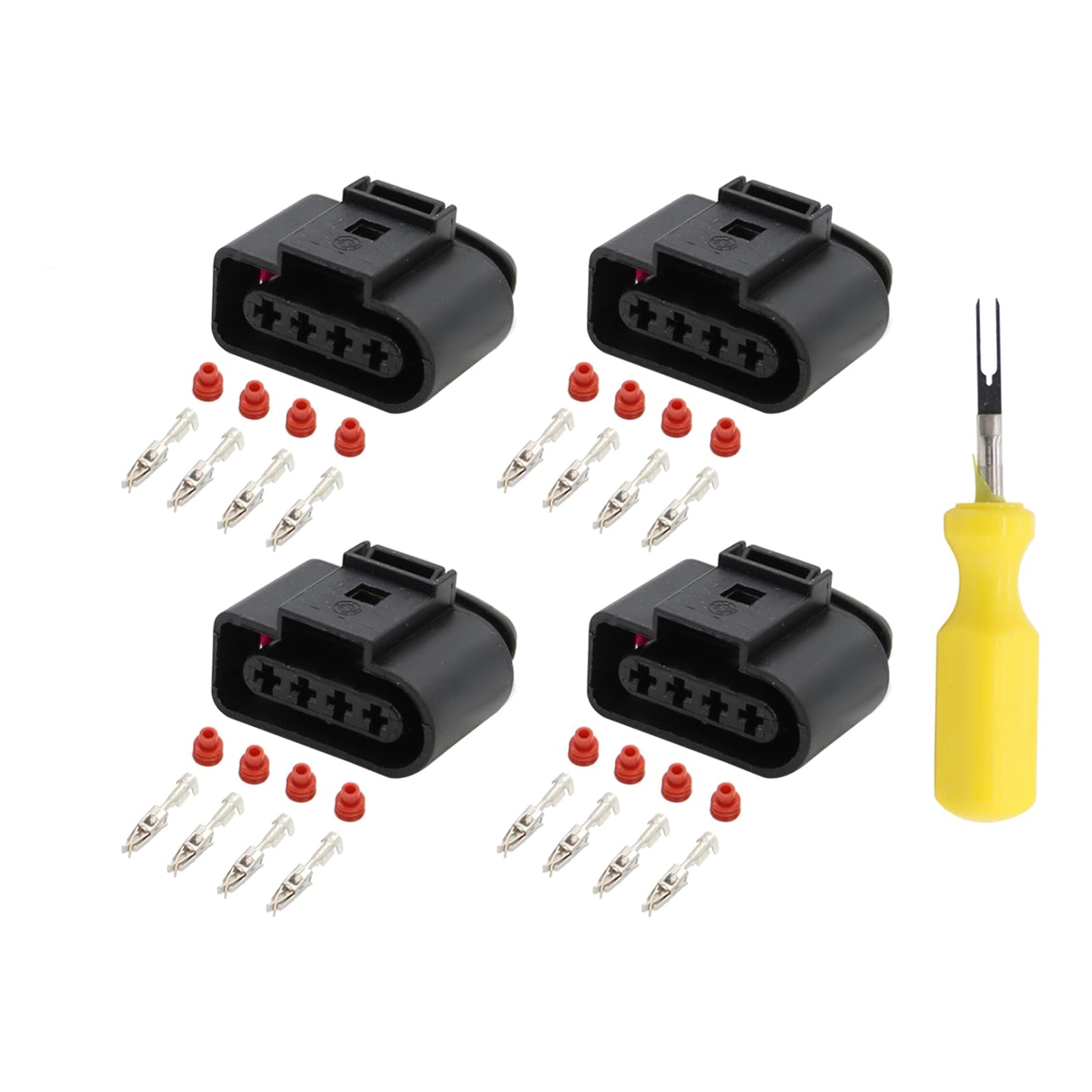Ignition Coil Connector Repair Kit 4x 4-Way Female Suitable For Audi / VW 4B0973724-0