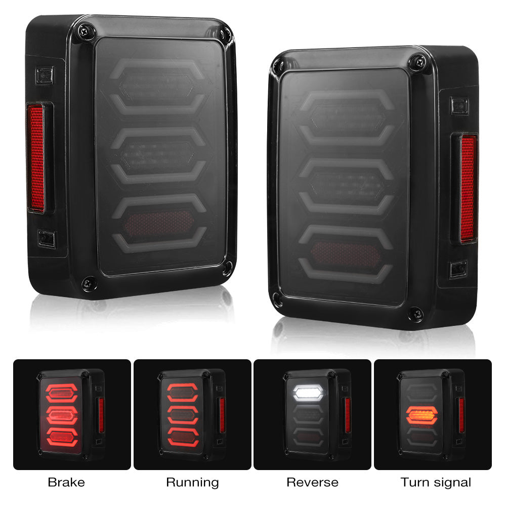 Smoked LED Tail Lights Rear Lamp Suitable For Jeep Wrangler JK 2007-2017-2