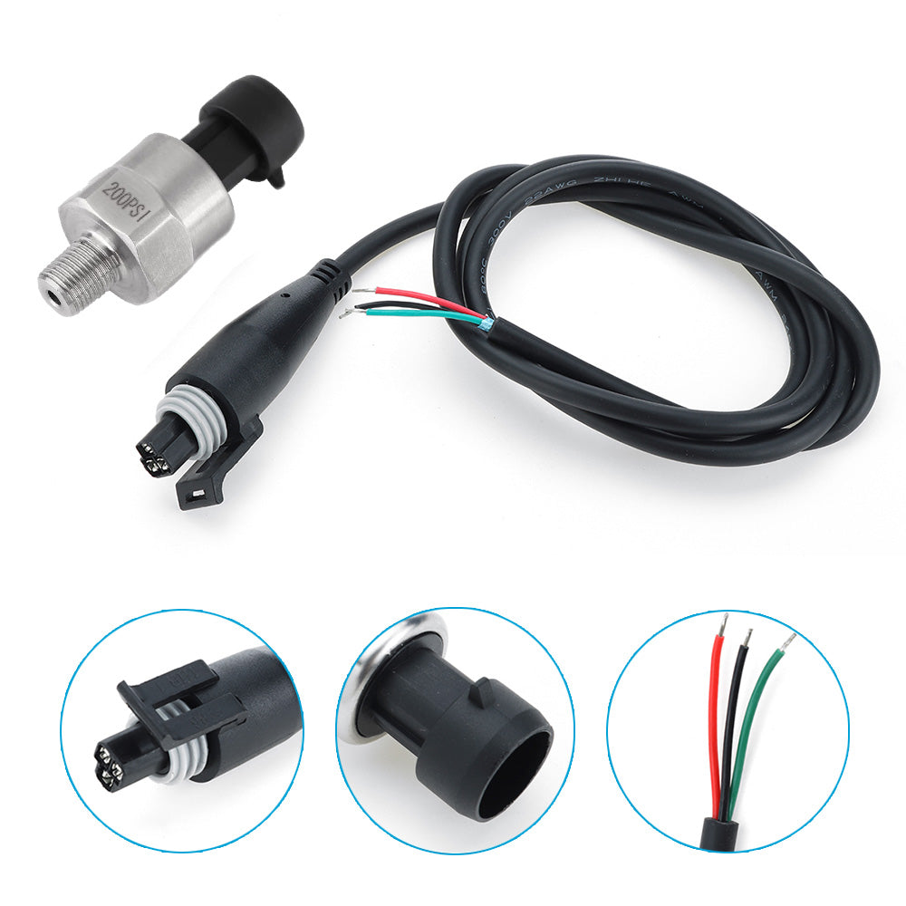 200PSI 5V Pressure Transducer Sender Sensor Suitable For Air, Oil & Fuel – Stainless Steel, AU-3