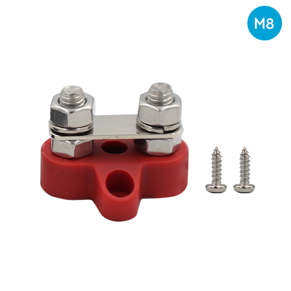 1x Bus Bar M8-M8 2 Post 12V-24V Terminal Block Positive Distribution 150A Red-2
