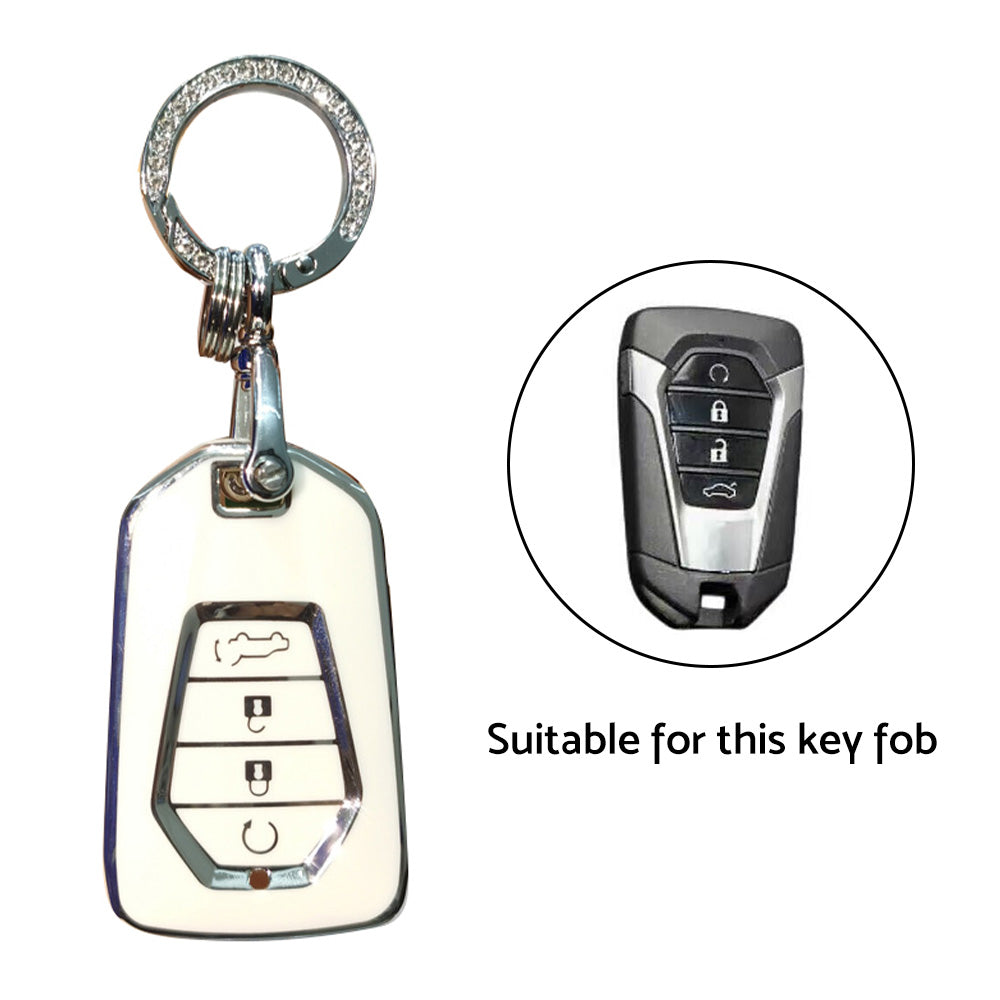 TPU 4-Button Car Remote Key Fob Cover Suitable For Isuzu D-MAX / MU-X MUX White-2