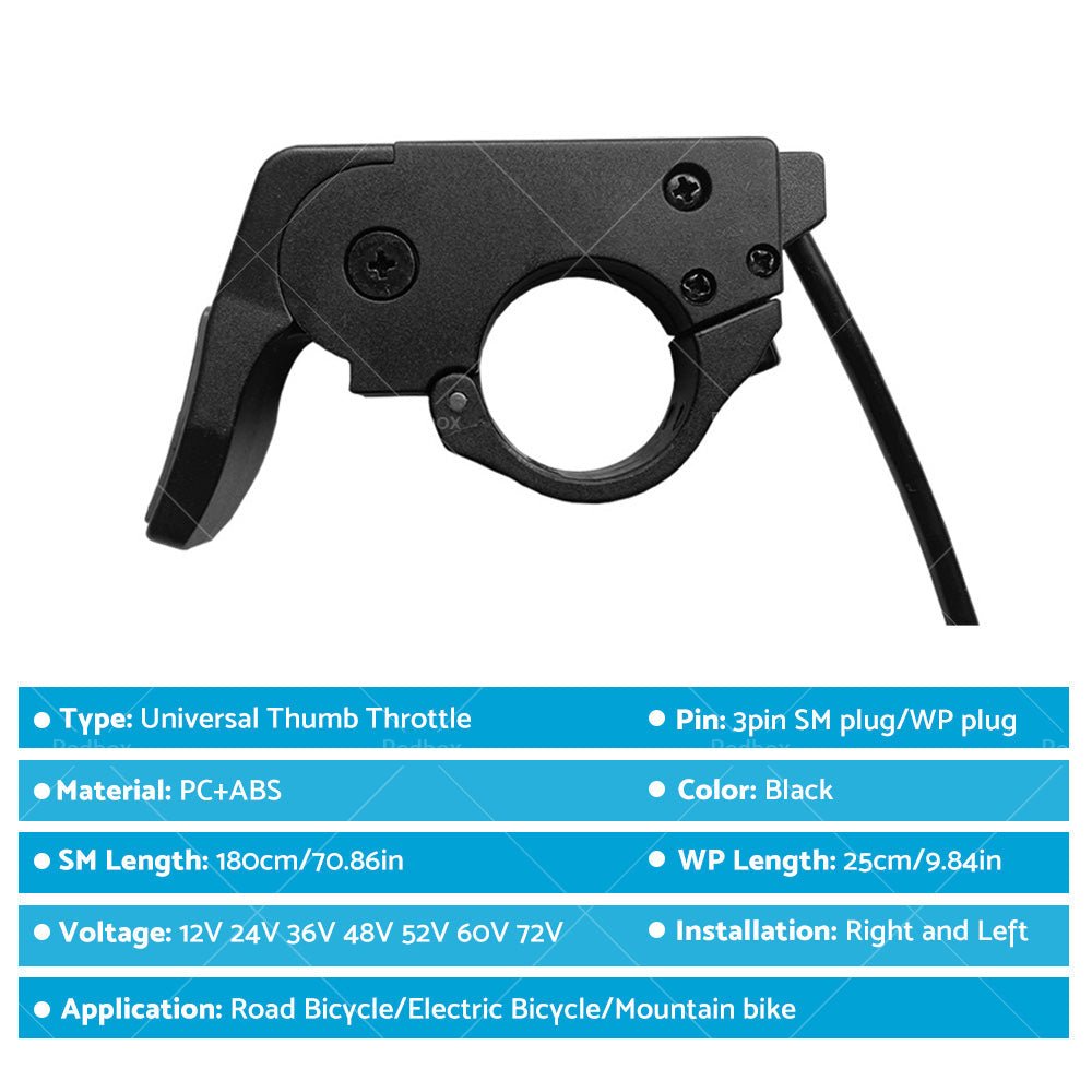 Electric Bicycle EBike Left Right Universal Thumb Throttle Speed Control - 24 - 72V - Frazy's Auto Parts