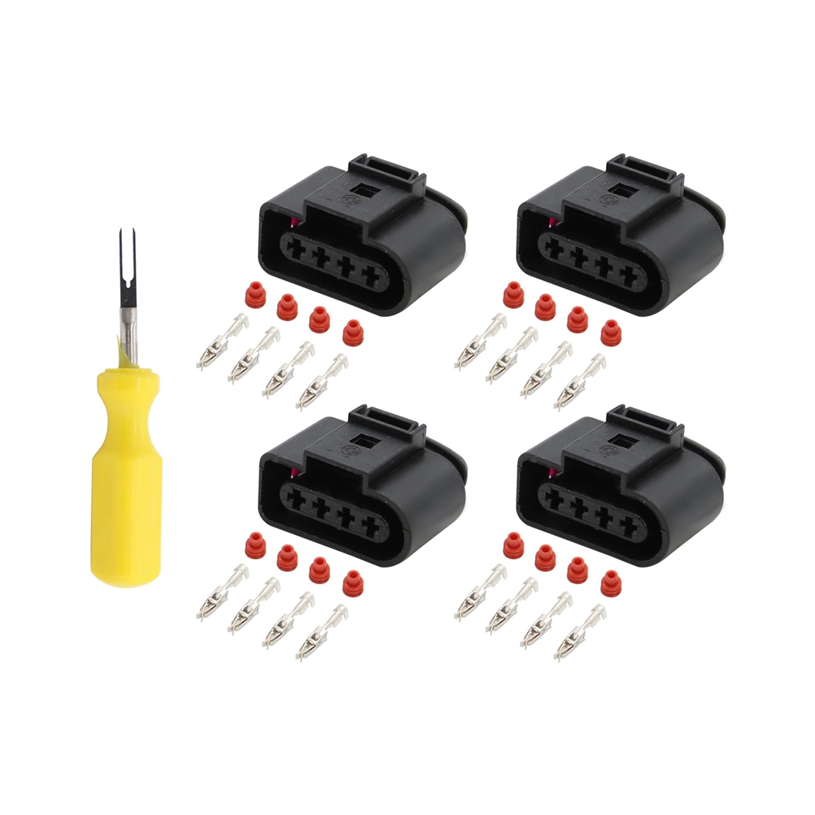 Ignition Coil Connector Repair Kit 4x 4-Way Female Suitable For Audi / VW 4B0973724-1