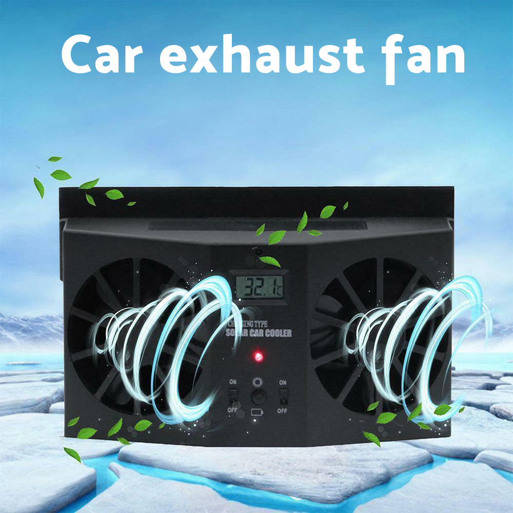 Solar Powered Car Cooling Fan Cooler Auto Window Air Vent Exhaust Ventilation-2