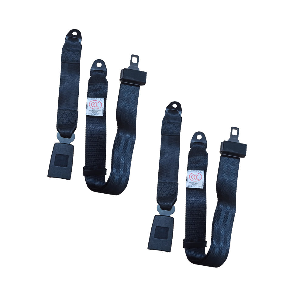 2x 2-Point Retractable Adjustable Lap Sash Seat Belt Strap Suitable For Car & Truck-1